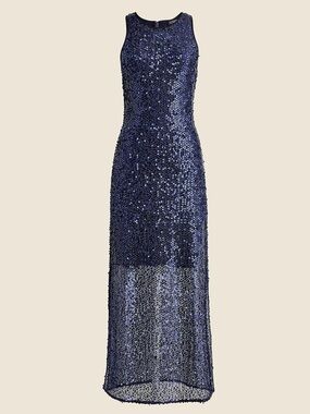 J.Crew Collection Navy Sequin Layered Slip Midi Dress Womens Small New NWT